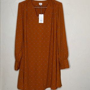 Argyle Print Long Sleeve V-Neck Woven Mini Dress